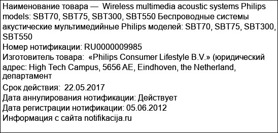 Wireless multimedia acoustic systems Philips models: SBT70, SBT75, SBT300, SBT550 Беспроводные системы акустические мультимедийные Philips моделей: SBT70, SBT75, SBT300, SBT550
