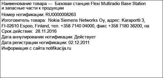 Базовая станция Flexi Multiradio Base Station  и запасные части к продукции
