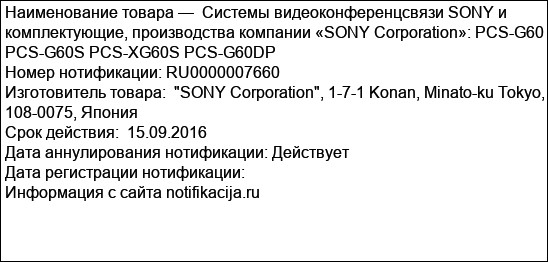 Системы видеоконференцсвязи SONY и комплектующие, производства компании «SONY Corporation»: PCS-G60 PCS-G60S PCS-XG60S PCS-G60DP