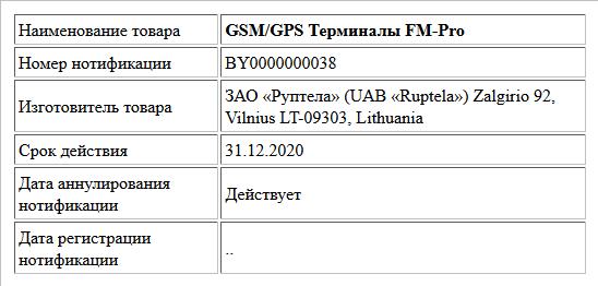 GSM/GPS Терминалы FM-Pro