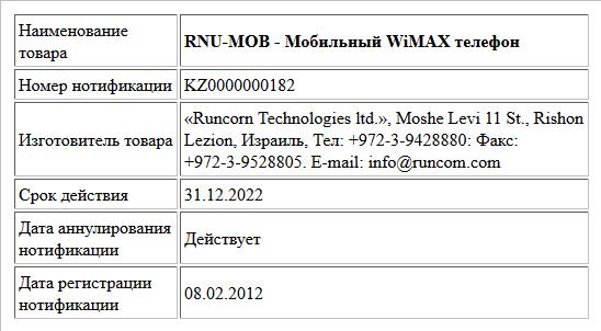 RNU-MOB - Мобильный WiMAX телефон