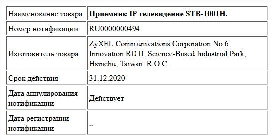 Приемник IP телевидение STB-1001H.