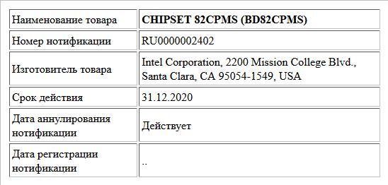 CHIPSET 82CPMS (BD82CPMS)