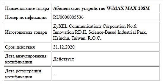 Абонентское устройство WiMAX MAX-208M