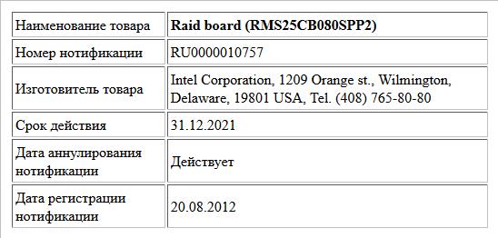Raid board (RMS25CB080SPP2)