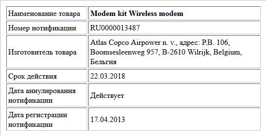 Modem kit Wireless modem