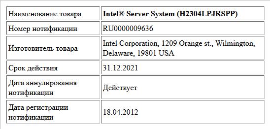 Intel® Server System (H2304LPJRSPP)