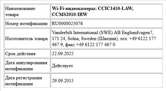 Wi-Fi-видеокамеры: CCIC1410-LAW, CCMS2010-IRW