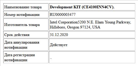 Development KIT (CE4100INN4CV).