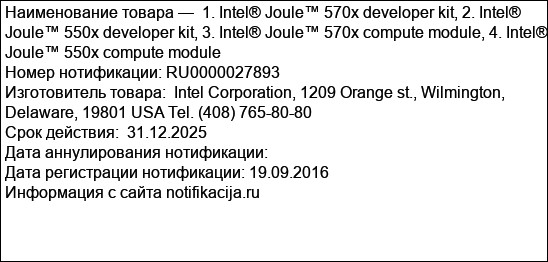 1. Intel® Joule™ 570x developer kit, 2. Intel® Joule™ 550x developer kit, 3. Intel® Joule™ 570x compute module, 4. Intel® Joule™ 550x compute module