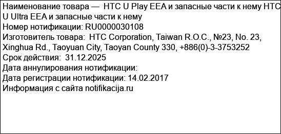 HTC U Play EEA и запасные части к нему HTC U Ultra EEA и запасные части к нему
