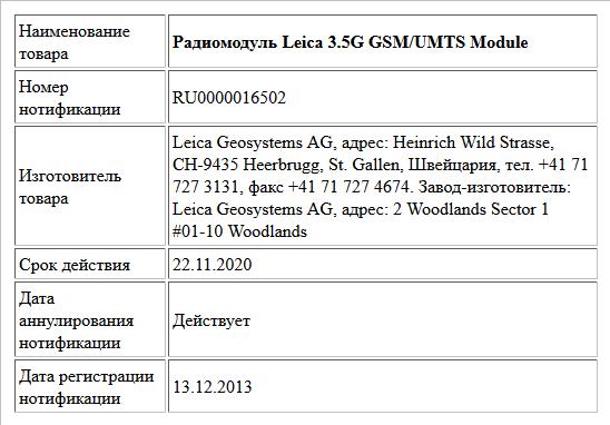 Радиомодуль Leica 3.5G GSM/UMTS Module