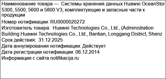 Системы хранения данных Huawei OceanStor 5300, 5500, 5600 и 5800 V3, комплектующие и запасные части к продукции