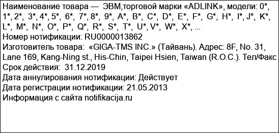 Notifikaciya Na Evm Torgovoj Marki Adlink Modeli 0 1 2 3 4 5 6 7 8 9 A B C D E F G H I J K L M N O P