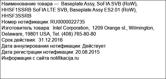 Baseplate Assy, SoFIA SVB (RoW), HHSF1SSRB SoFIA LTE SVB, Baseplate Assy ES2.01 (RoW), HHSF3SSRB