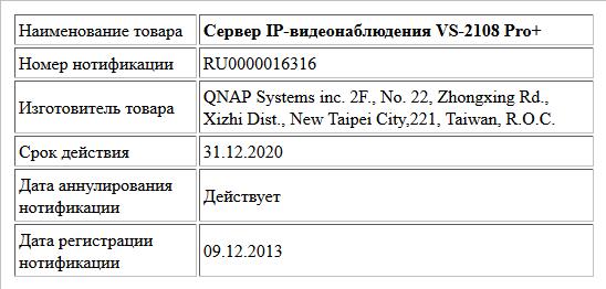 Сервер IP-видеонаблюдения VS-2108 Pro+
