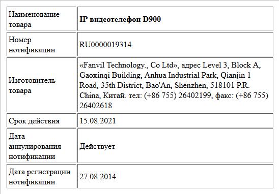 IP видеотелефон D900