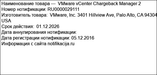 VMware vCenter Chargeback Manager 2