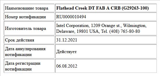 Flathead Creek DT FAB A CRB (G29263-100)