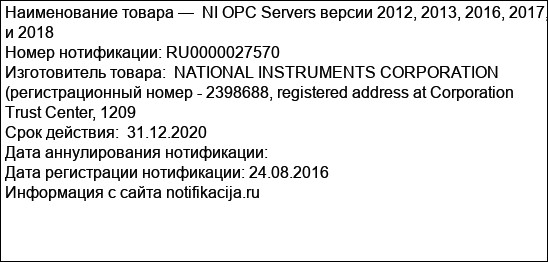 NI OPC Servers версии 2012, 2013, 2016, 2017, и 2018