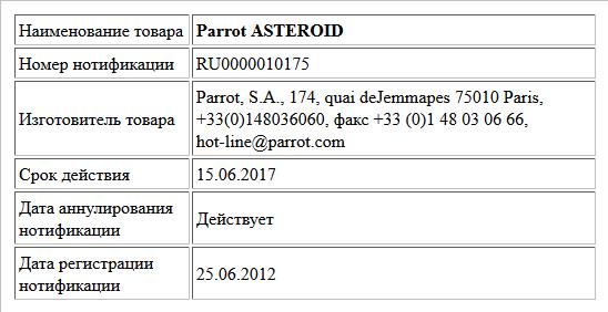 Parrot ASTEROID