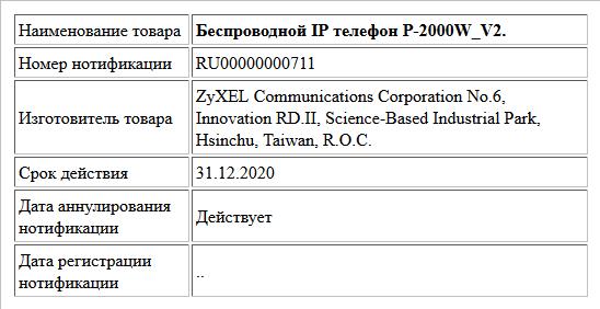 Беспроводной IP телефон P-2000W_V2.