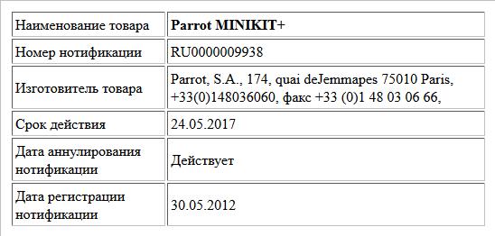 Parrot MINIKIT+