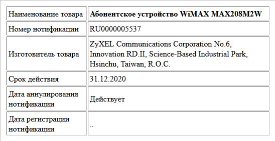 Абонентское устройство WiMAX MAX208M2W