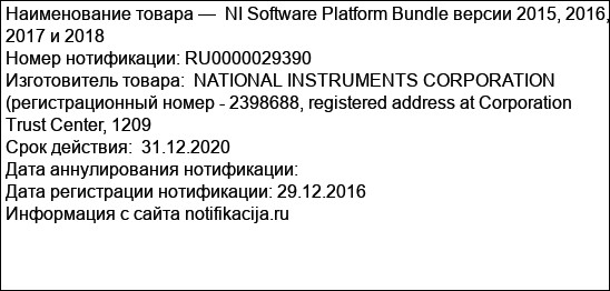 NI Software Platform Bundle версии 2015, 2016, 2017 и 2018